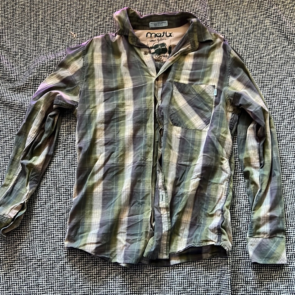 flannel green and brown size medium